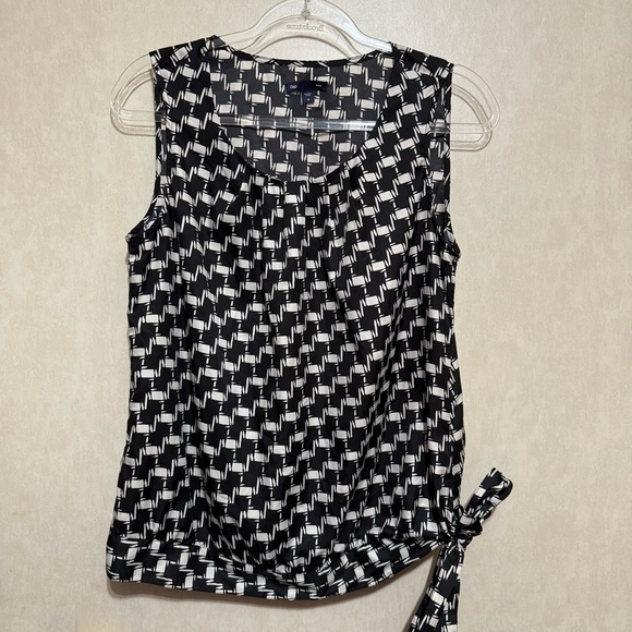 Gap Black White Houndstooth Tie Waist Tank Top - Picture 1 of 6